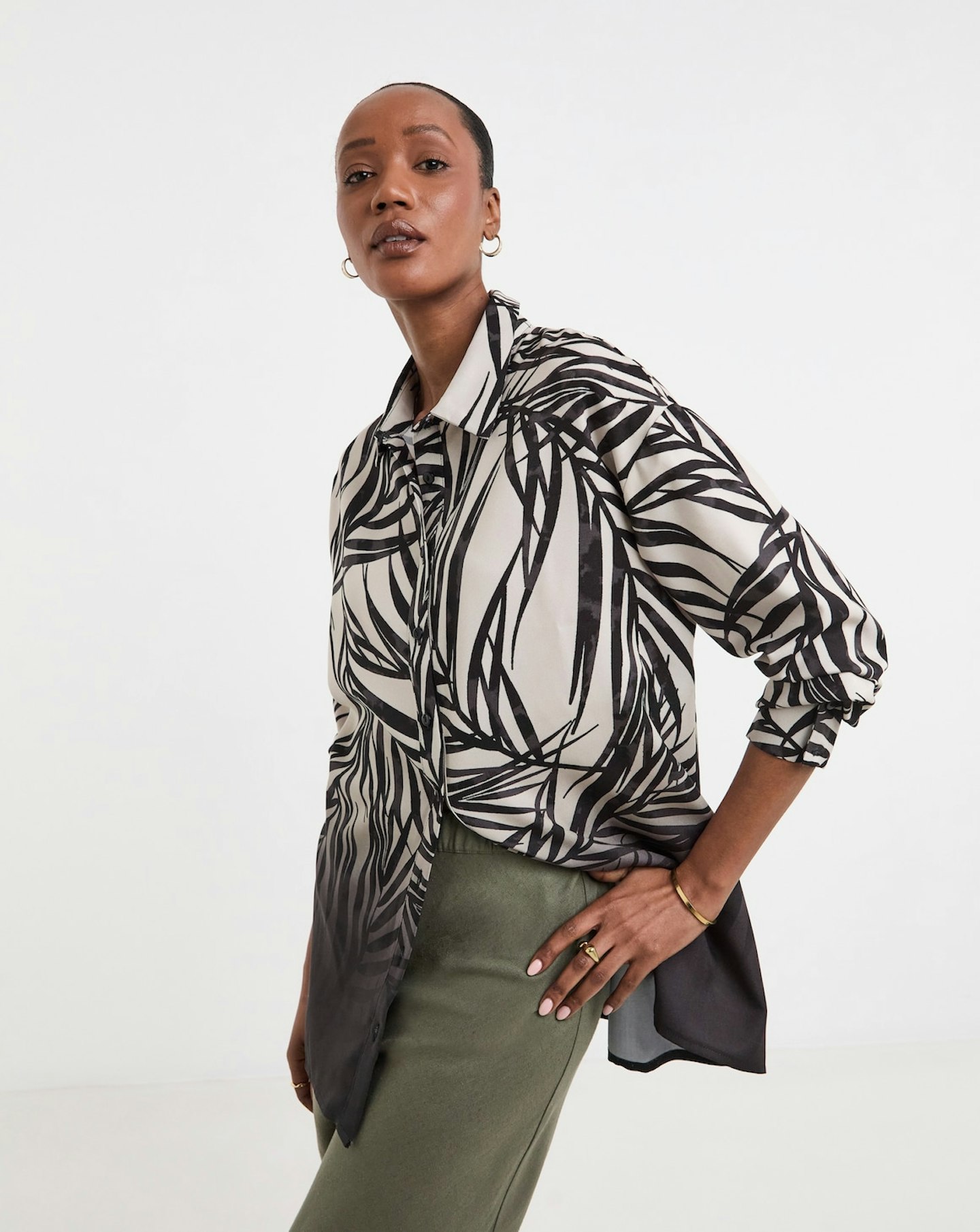 JD Williams Printed Textured Long Sleeve Shirt