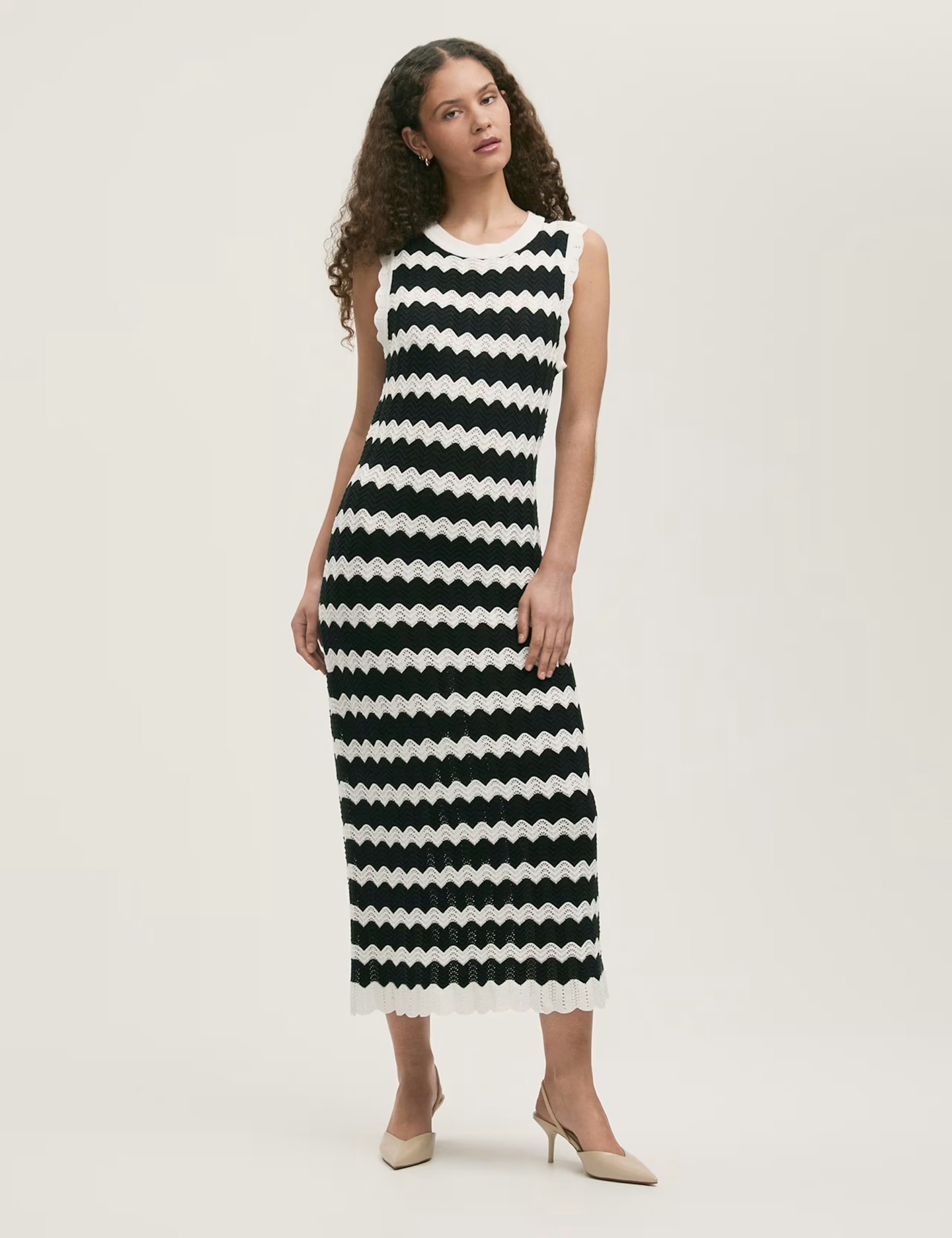 Pure Cotton Knitted Striped Beach Dress