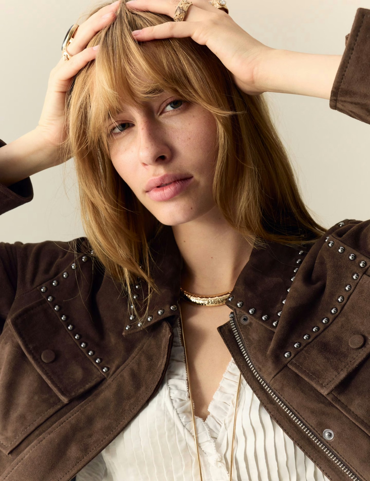 SHOP: M&S Suede Studded Collared Utility Jacket