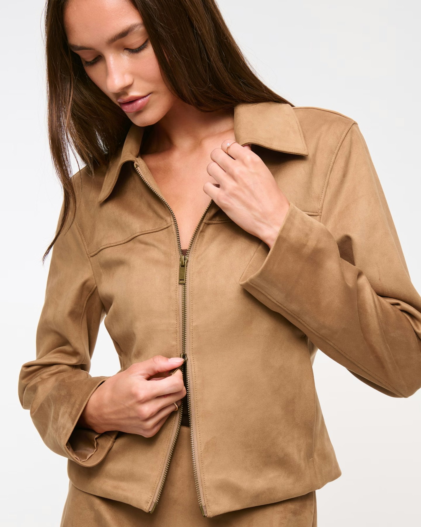 Abercrombie Slim Zip Vegan Suede Jacket