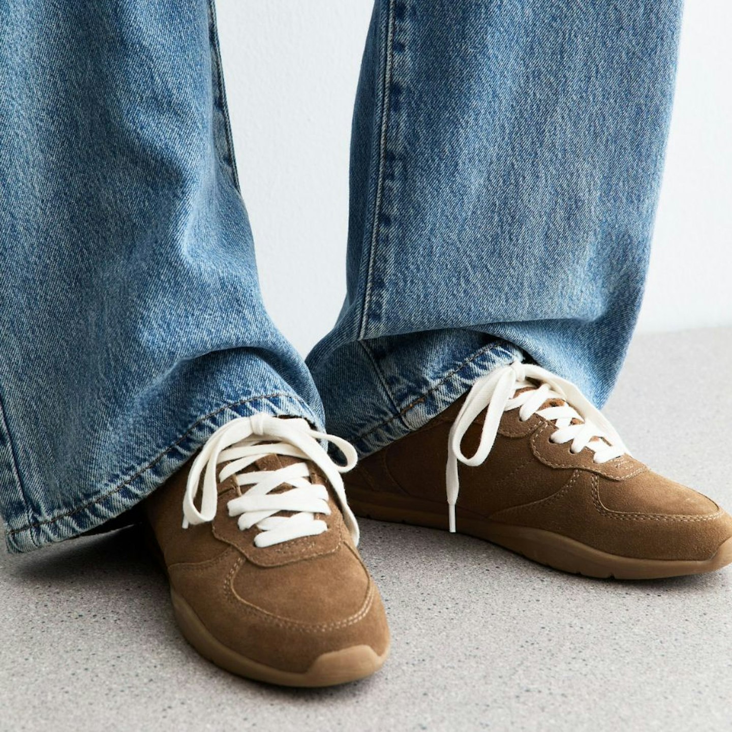 Tan Suede Lace Up Trainers