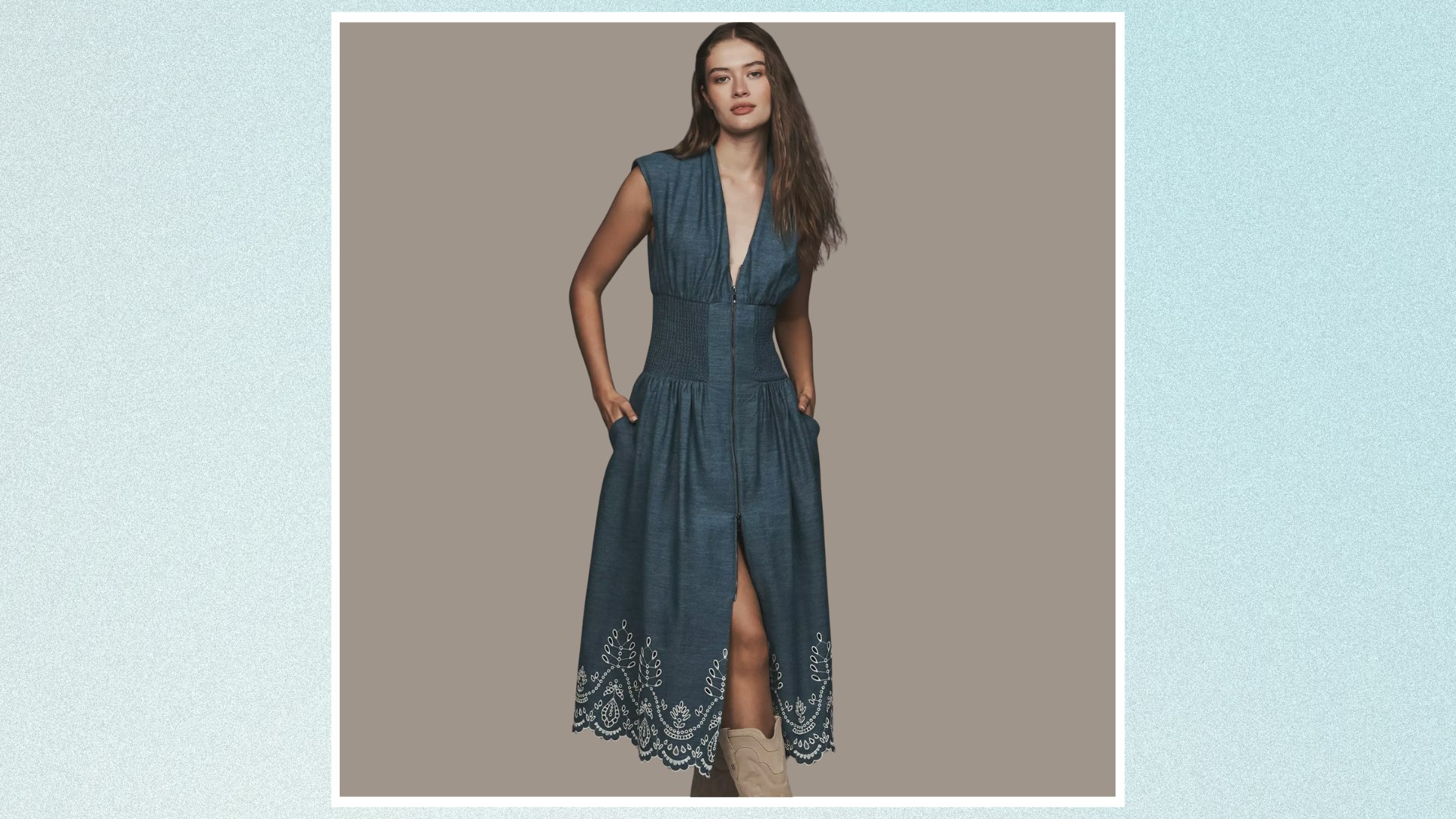 the tommie denim eyelet trim dress NWT Anthropologie Tommie denim eyelet trim
