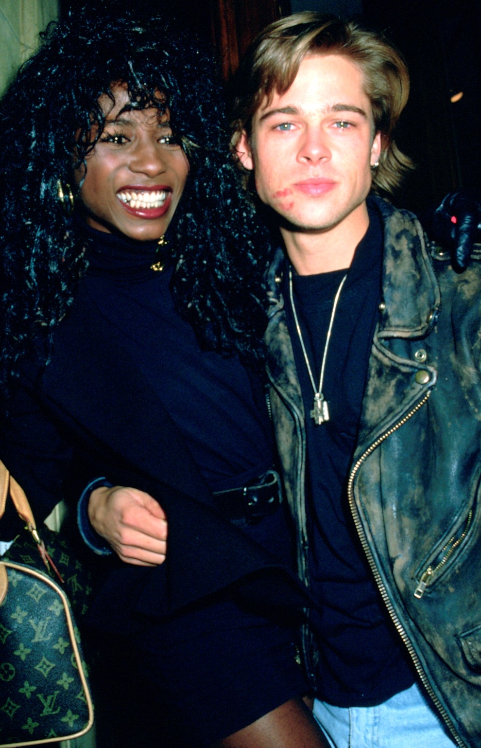 Sinitta photographed with actor Brad Pitt in the early 1990