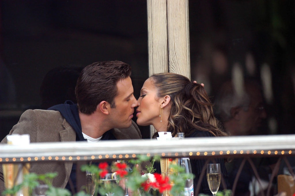 Ben Affleck and Jennifer Lopez are seen on the set of "Jenny From the Block"