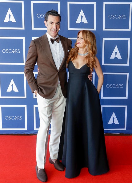 Sacha Baron Cohen and Isla Fisher attend a screening of the Oscars