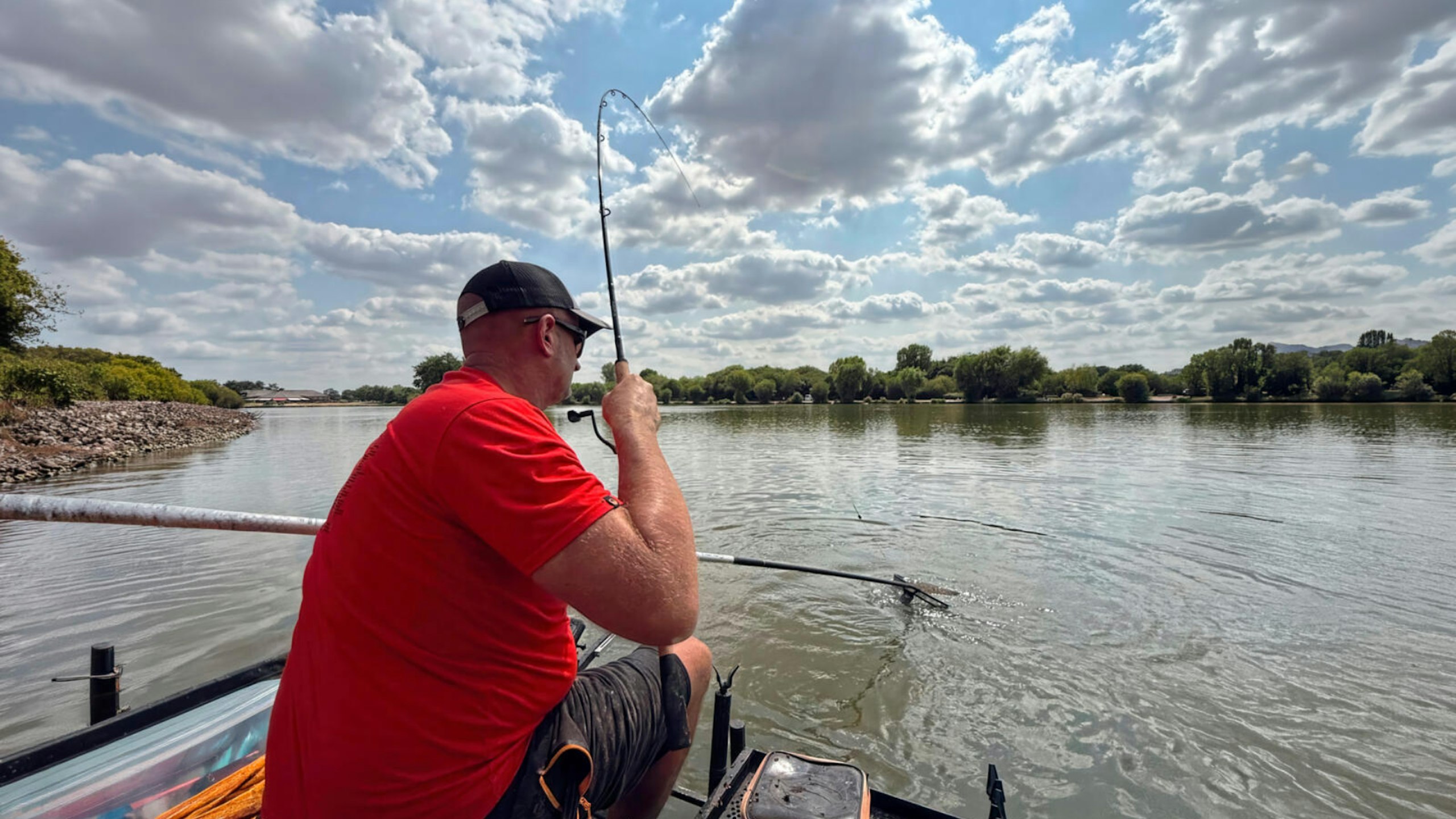 Steve Ringer tactically using the rod beside the river before he is announced as winning the Barston Masters Title