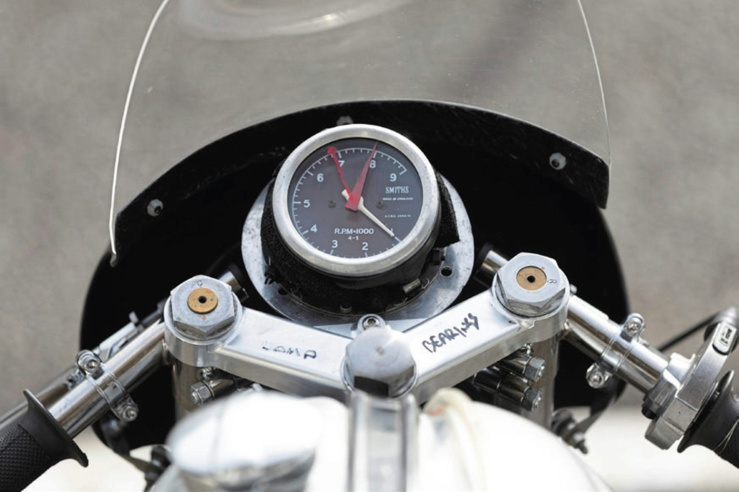 view of the dash on the Manx Norton