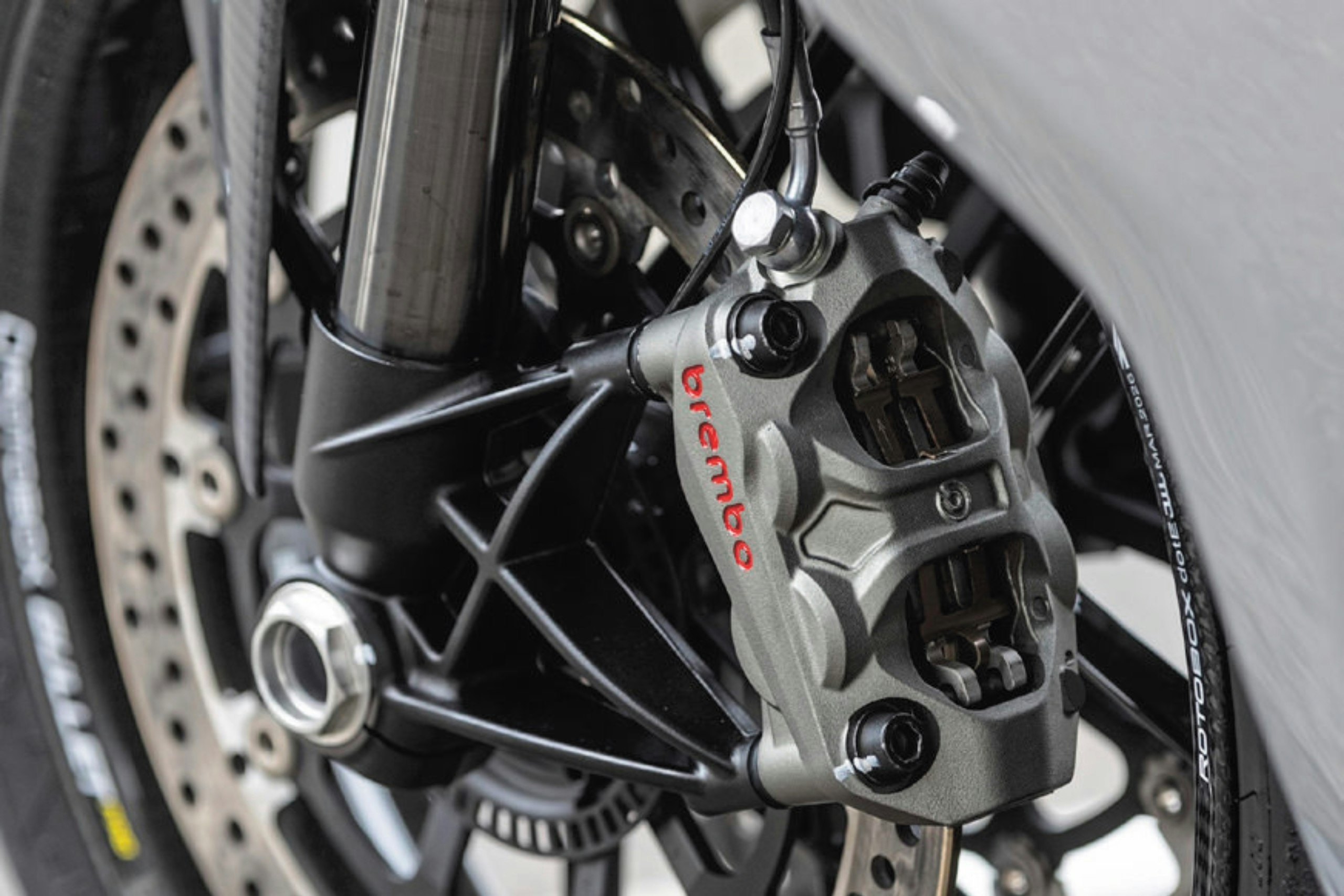 view of one wheel on the Norton Manx R