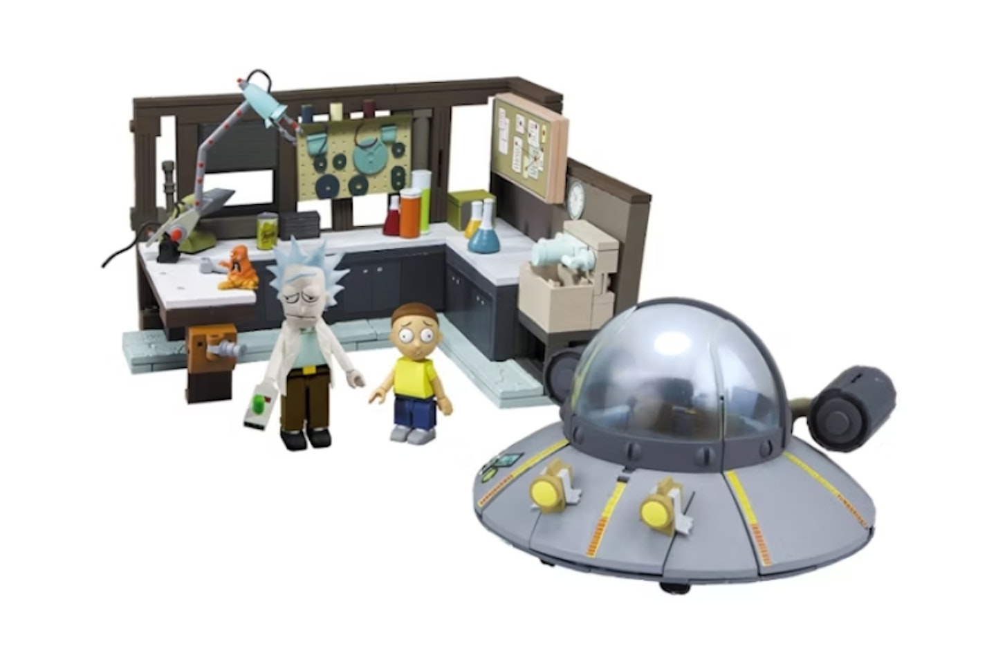 Rick and Morty Spaceship and Garage Construction Set
