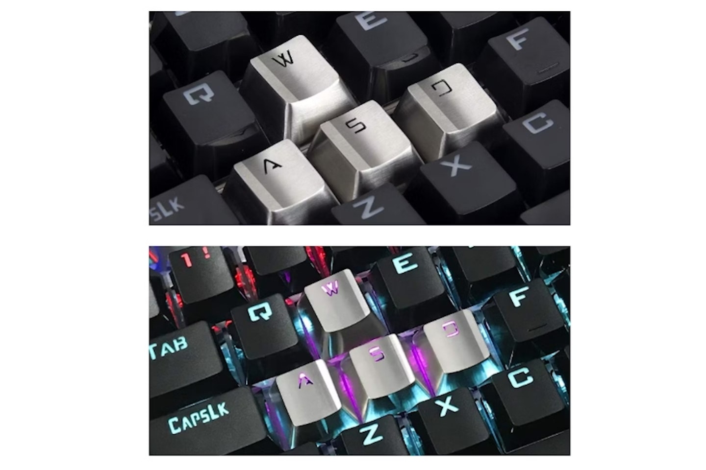 Stainless Steel WASD Mechanical Keycaps