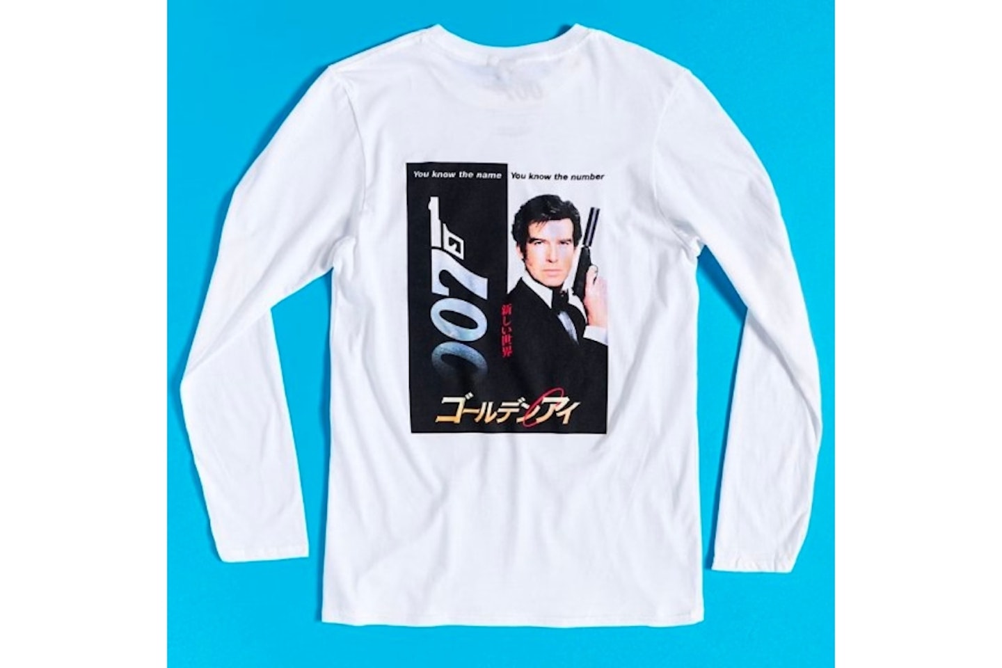 White Goldeneye James Bond Long Sleeve T-Shirt with Back Print