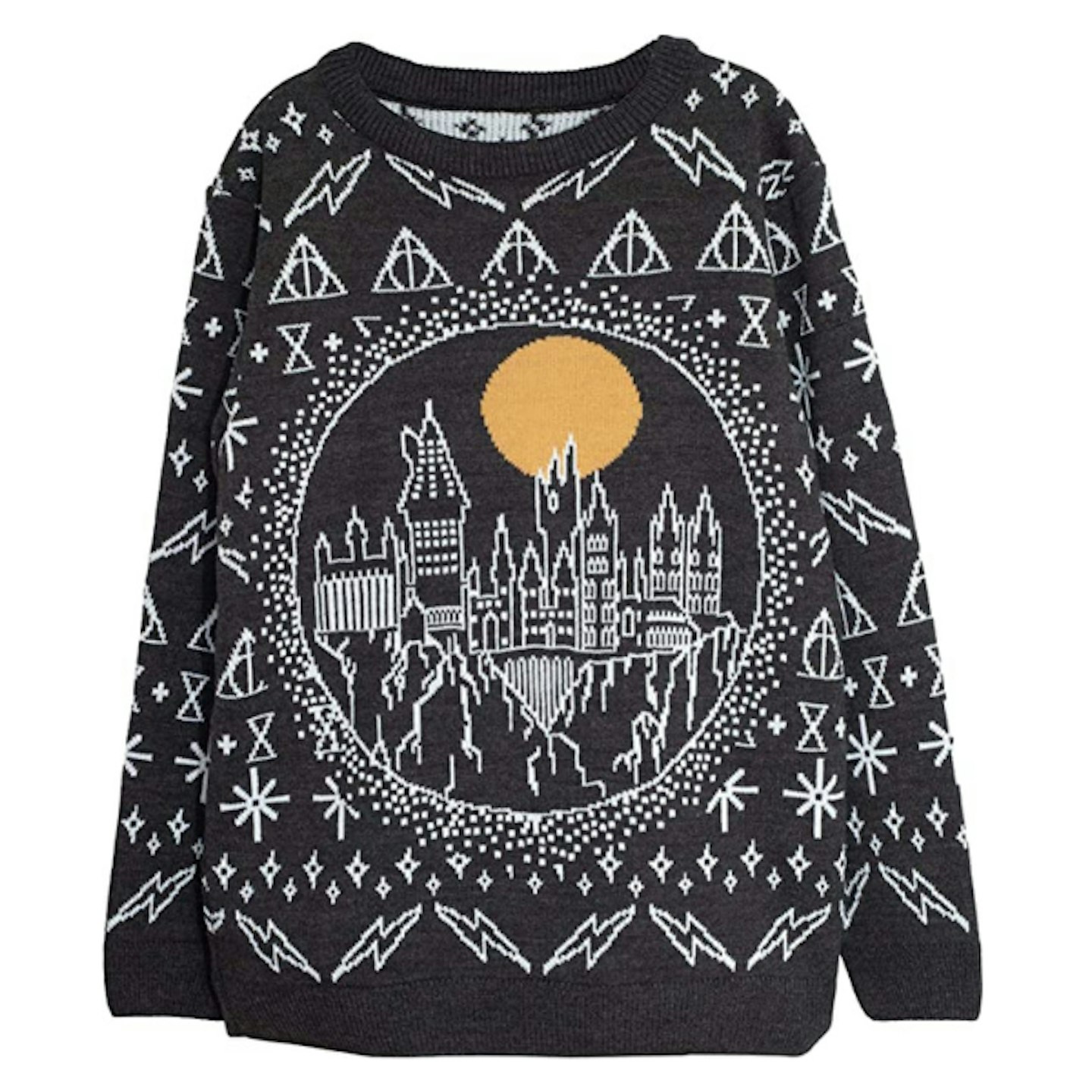 Harry Potter Hogwarts Christmas Knitted Jumper, Womens, XS-5XL, Black, Official Merchandise