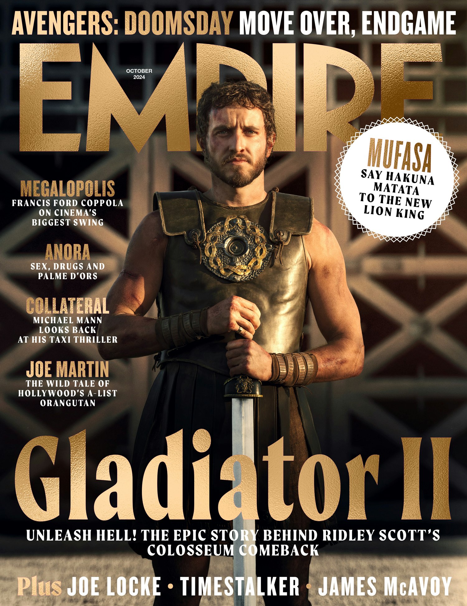 Gladiator II newsstand cover – October 2024