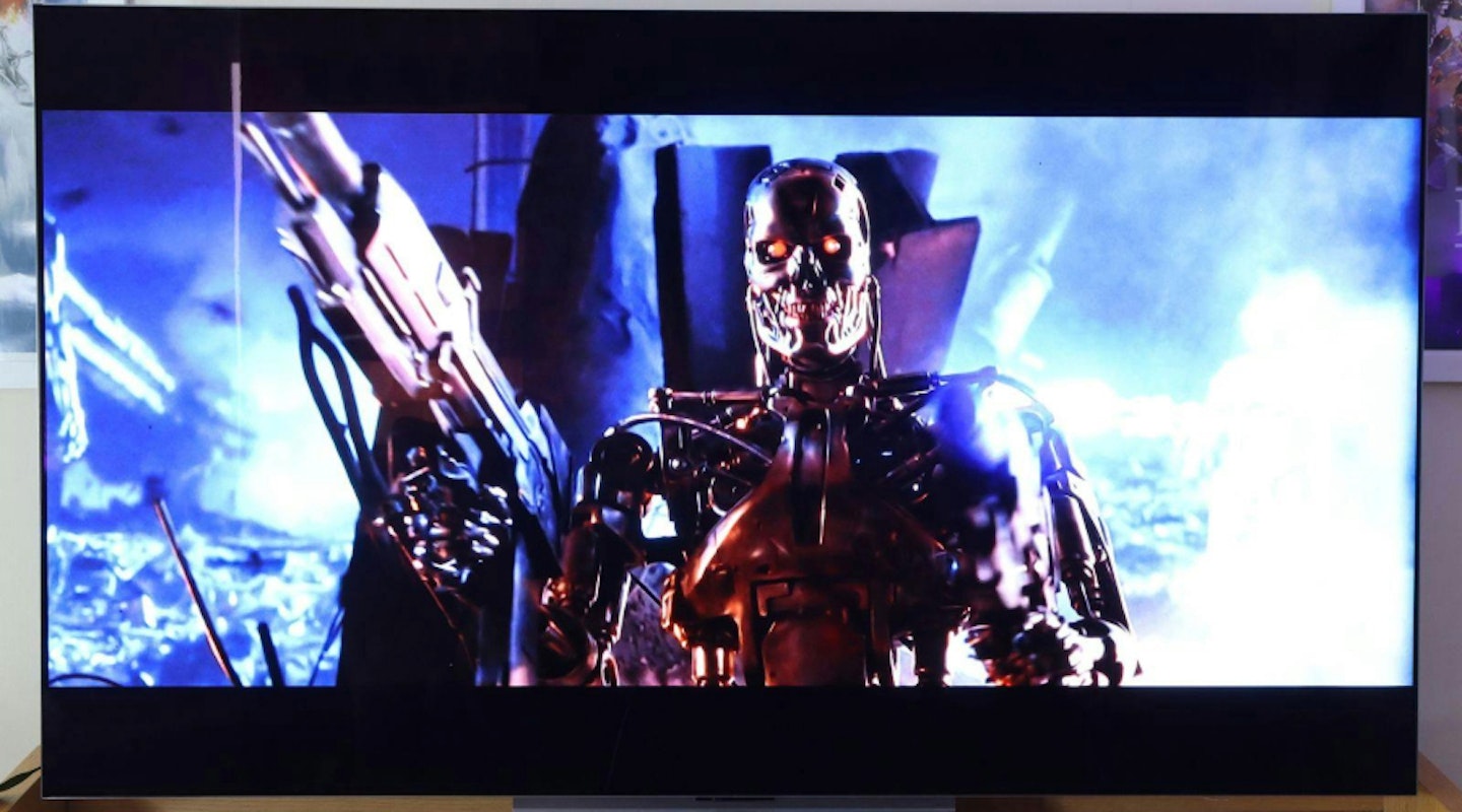LG C5 TV showing Terminator film. Alternative to Sony Bravia.