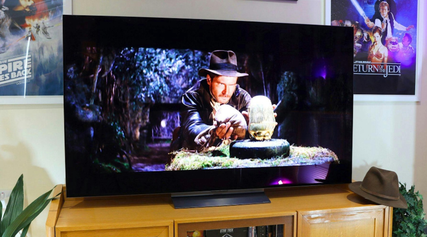 LG C5 TV showing Indiana Jones film. Alternative to Sony Bravia 8.