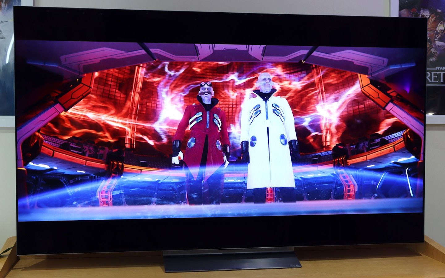 LG C5 OLED evo AI 65-inch TV in a lounge showing Sonic The Hedgehog 3