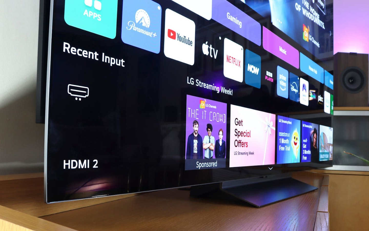 LG C5 OLED evo AI 65-inch TV and apps on home page