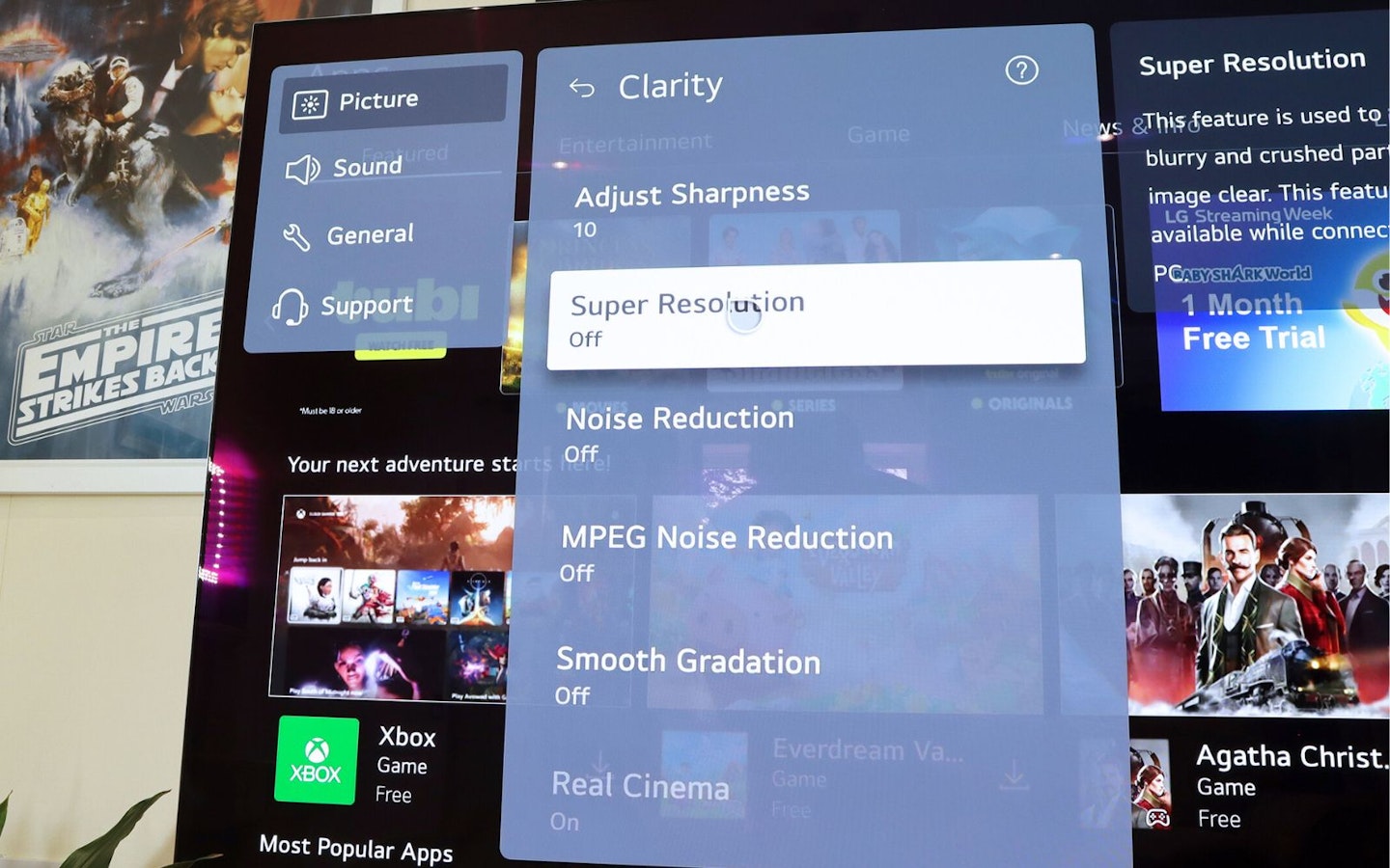LG C5 OLED evo AI 65-inch TV clarity menu