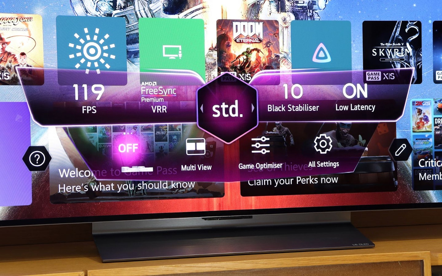 LG C5 OLED evo AI 65-inch TV popup game settings menu
