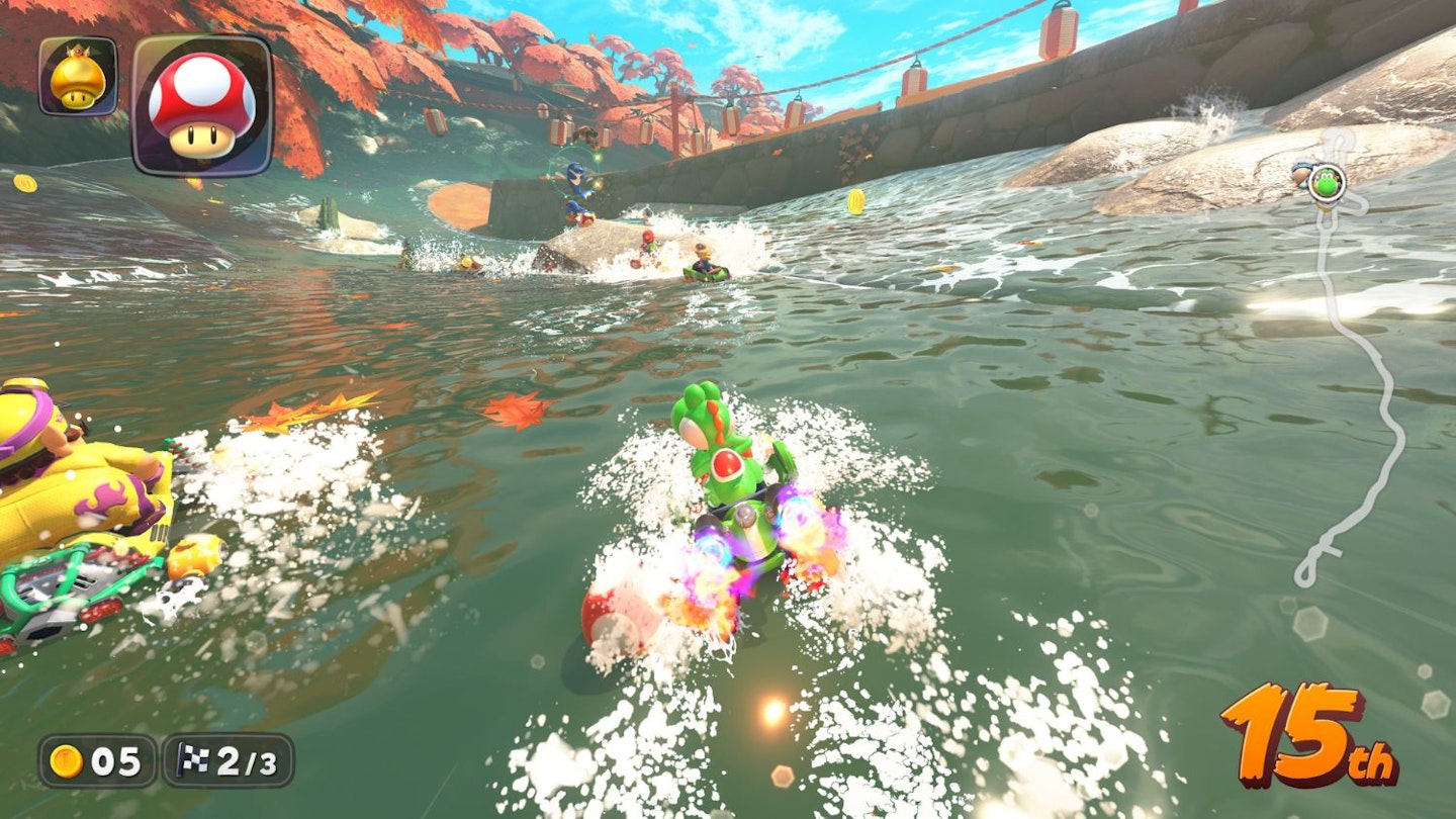 We Take A Look At What's In Store Rehmat Boutique Mario Kart World on Switch 2 featuring Yoshi, Wario, mushroom and golden mushroom boosts.