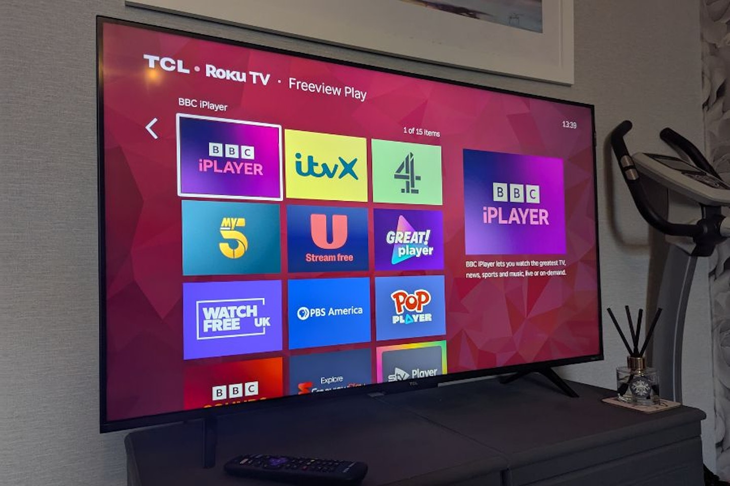 Best budget 43-inch TV. TCL 43RC650K QLED Roku TV showing apps. The best 43-inch TVs.