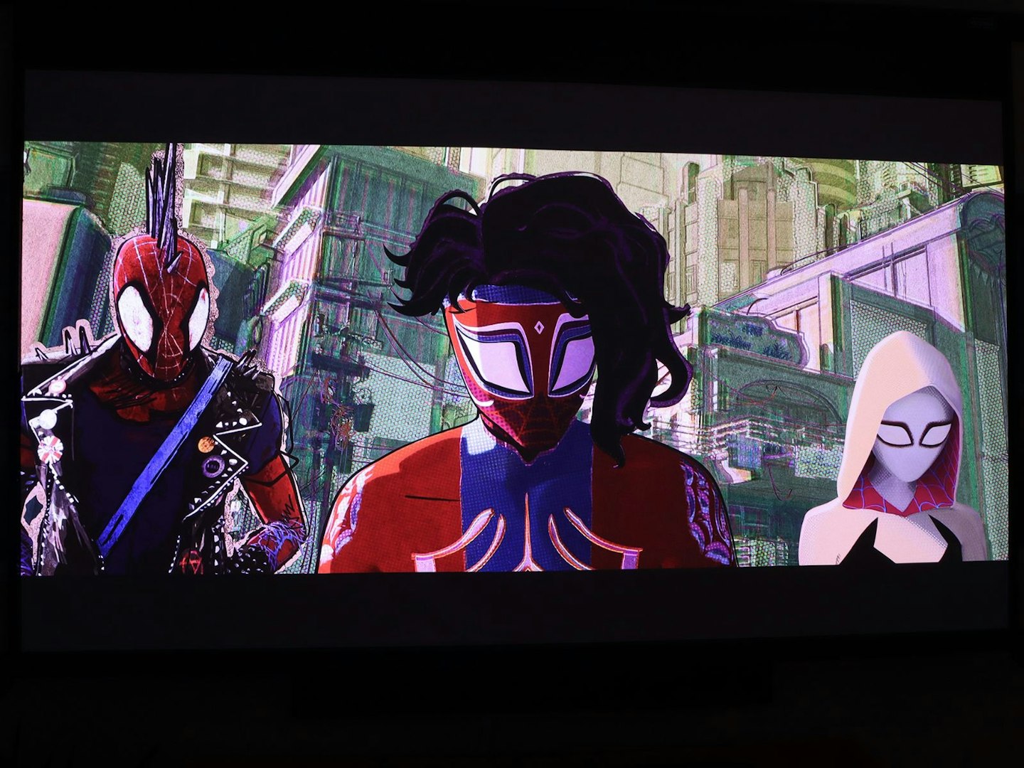 Scene from Spider-man Across The Spider Verse on the Valerion VisionMaster Pro 2 4K Laser Projector