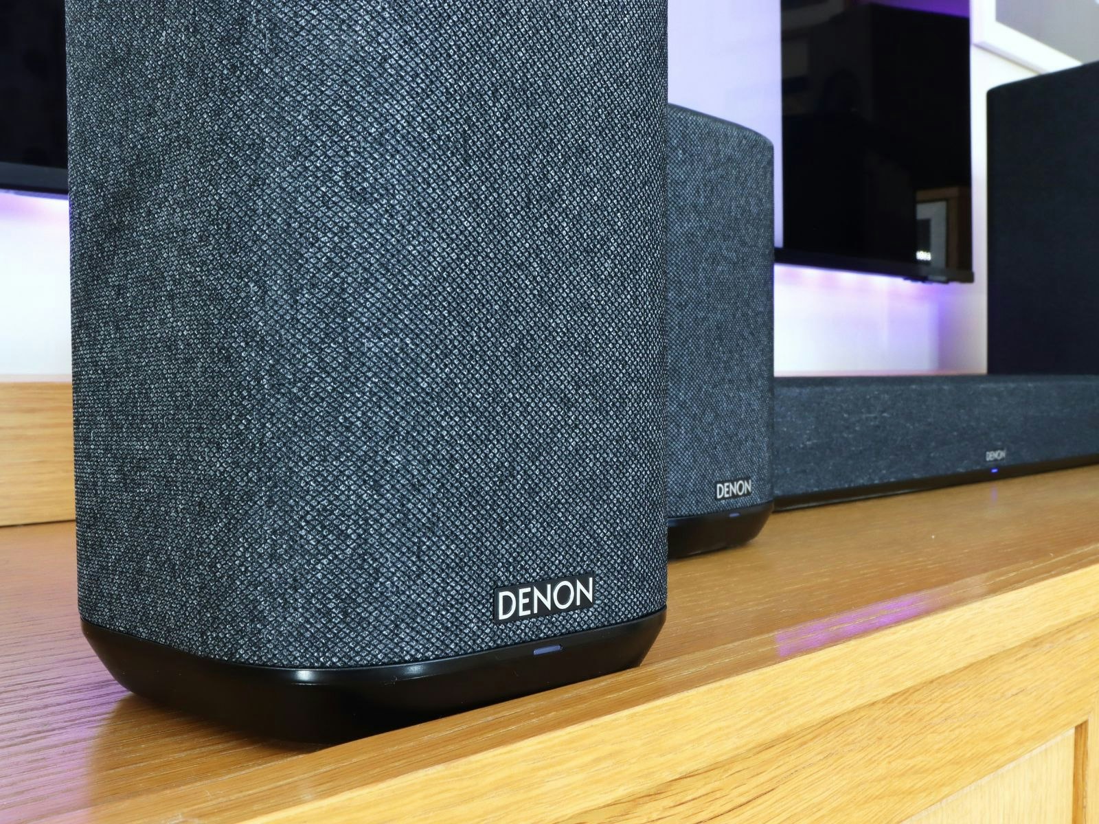 Denon Home Cinema Kit soundbar and speakers on a unit