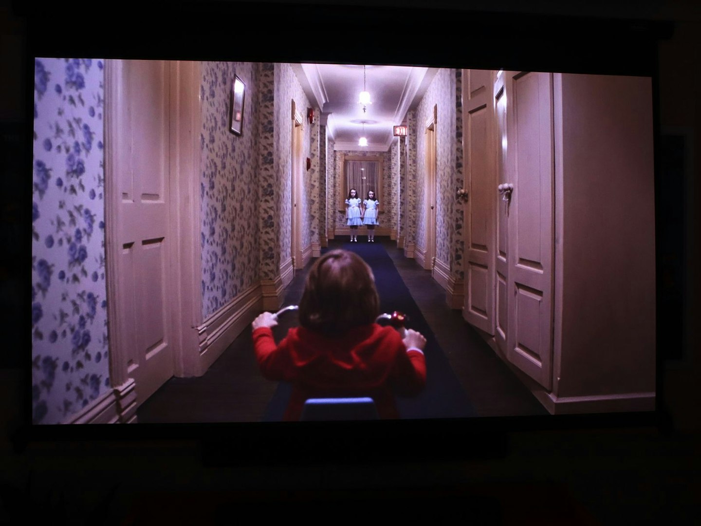 Corridor Scene from The Shining on the Valerion VisionMaster Pro 2 4K Laser Projector