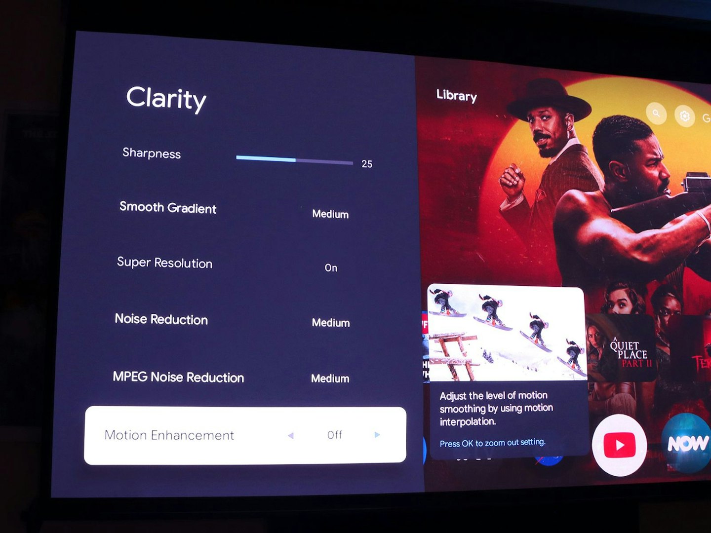 Clarity menu on the Valerion VisionMaster Pro 2 4K Laser Projector