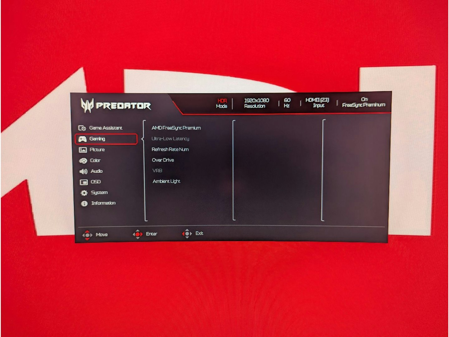 Acer Predator Z57 settings