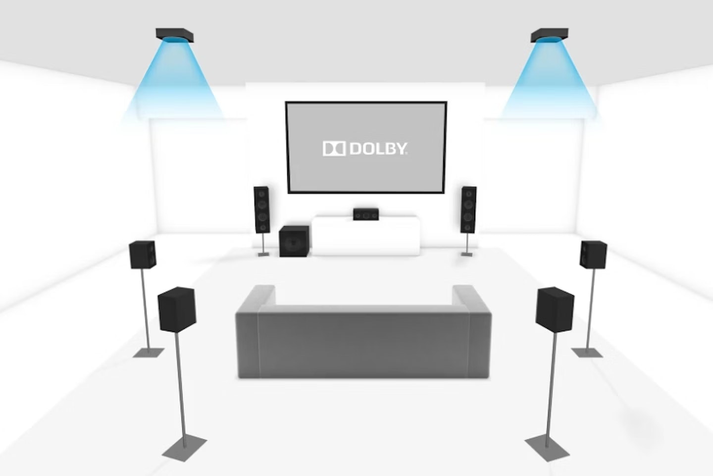 A graphic showing a Dolby Atmos 7.1.2 spatial audio setup