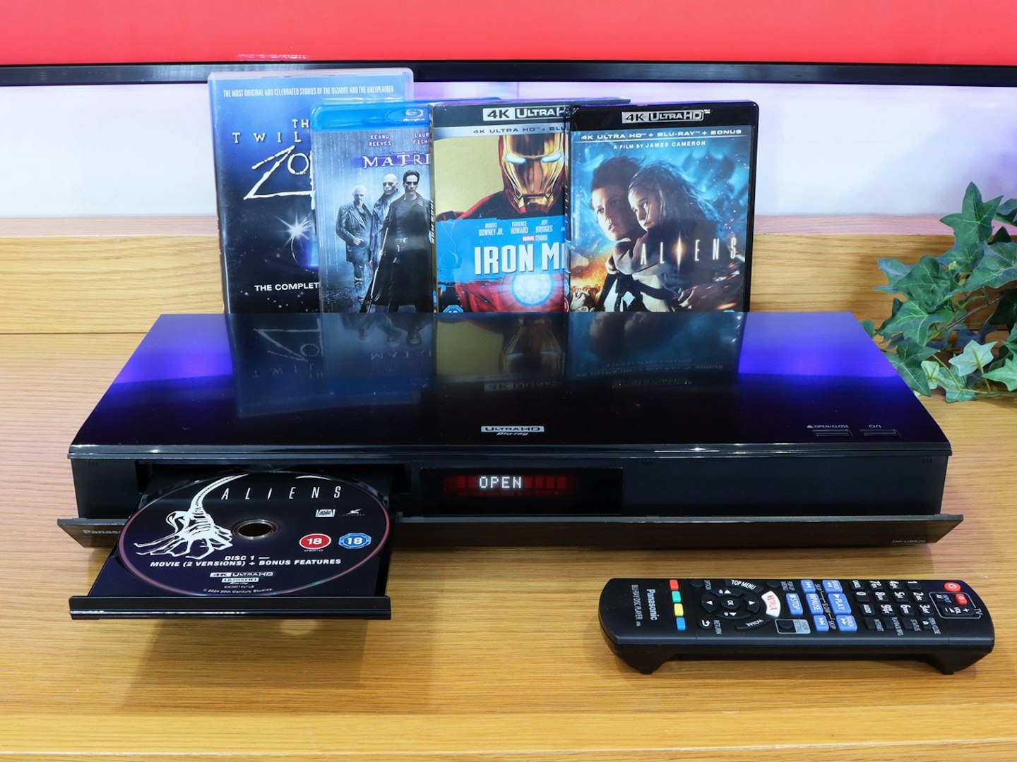 Panasonic DP-UB820EB Blu-ray Player with movie discs