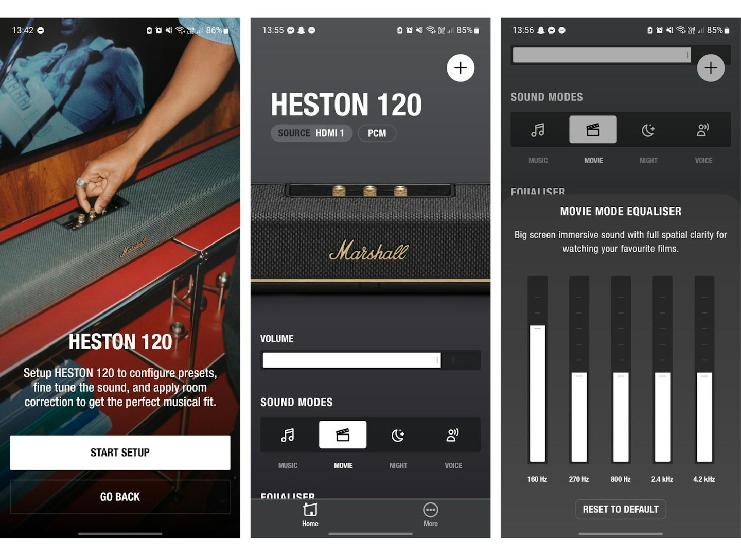 marshall app - heston soundbar settings