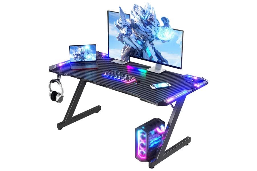 10 Best Gaming Desks Of 2026 Chosen By Our Experts Homall Gaming Desk With LED Lights 120 X 60cm RGB Gaming Table Z Shape Large Computer Desk With Headphone Hook Gamer Table For Home Office Carbon Fibre Black One Of The Best Gaming Desks Of 