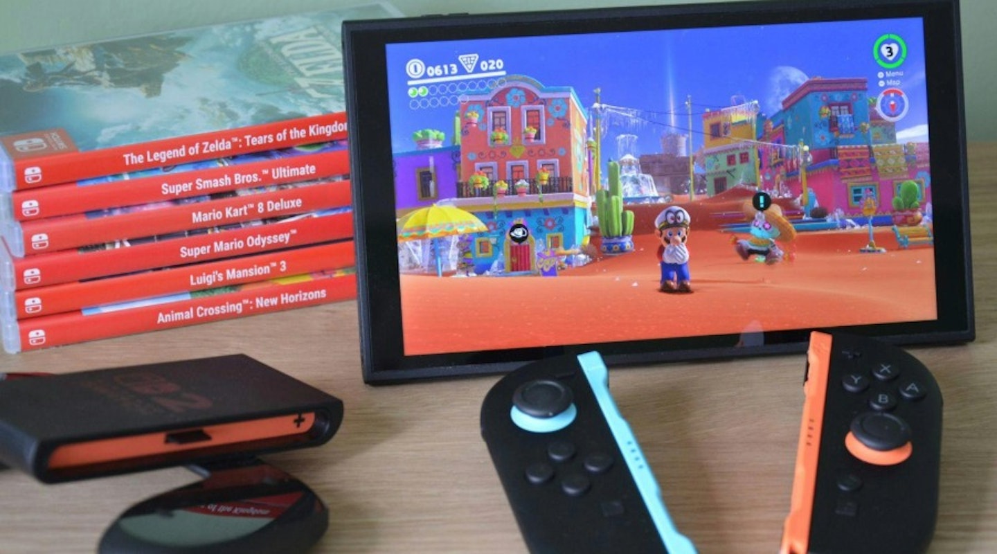 Nintendo Switch 2 with Mario Kart World and games. Best tech gifts.