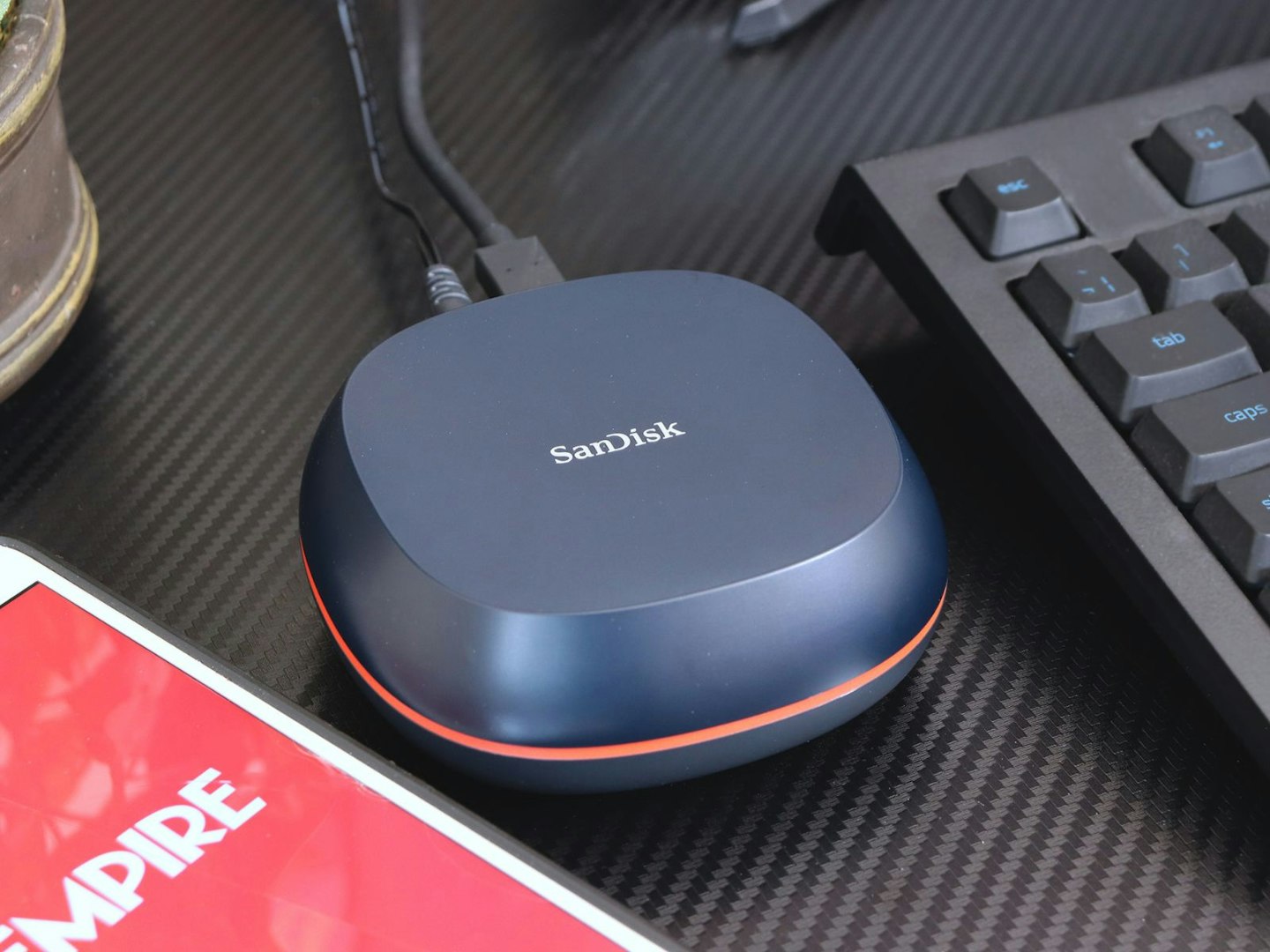SanDisk Desk Drive portable SSD on a desk