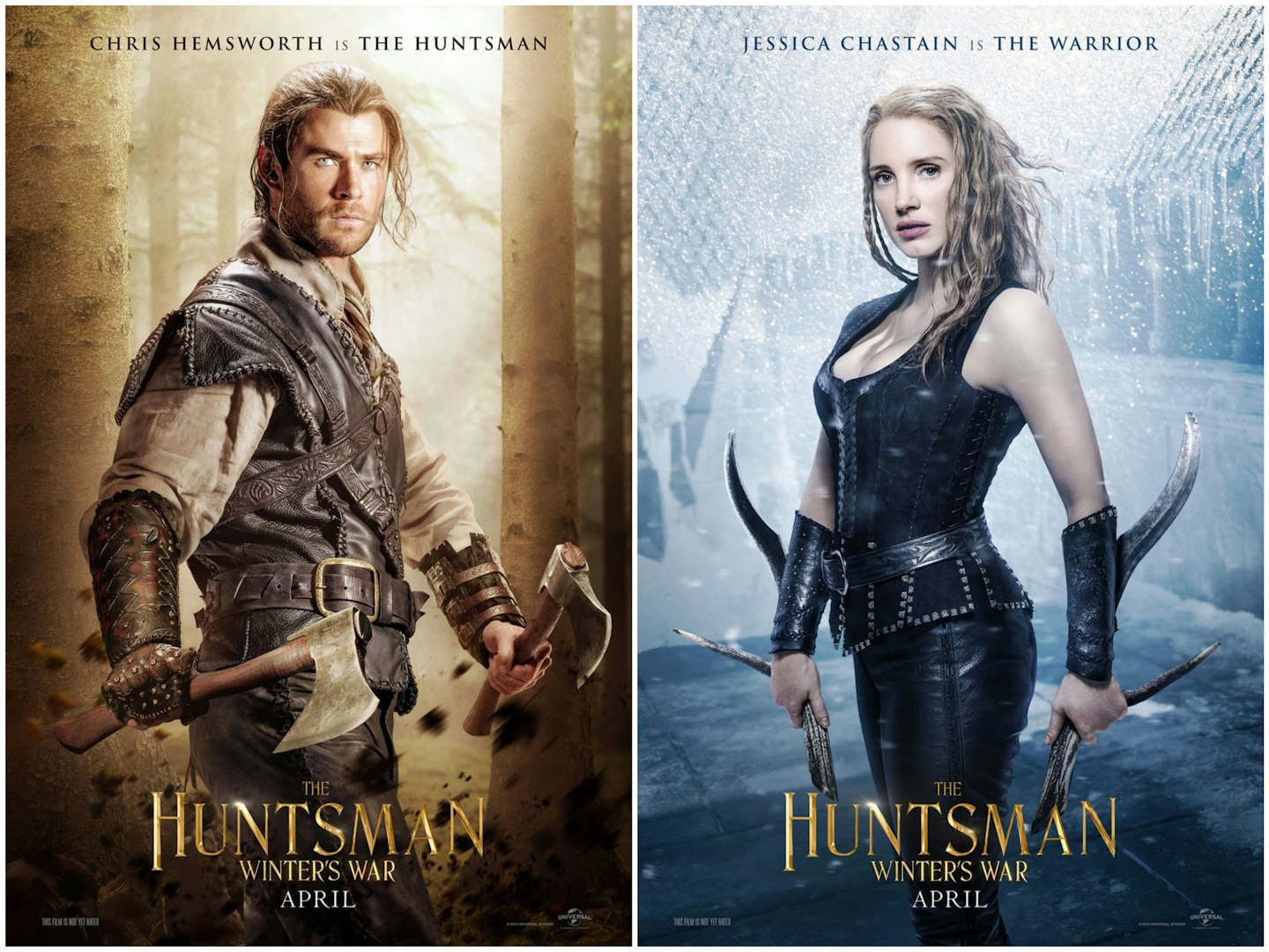 The Huntsman Winter's War Hemsworth Chastain posters