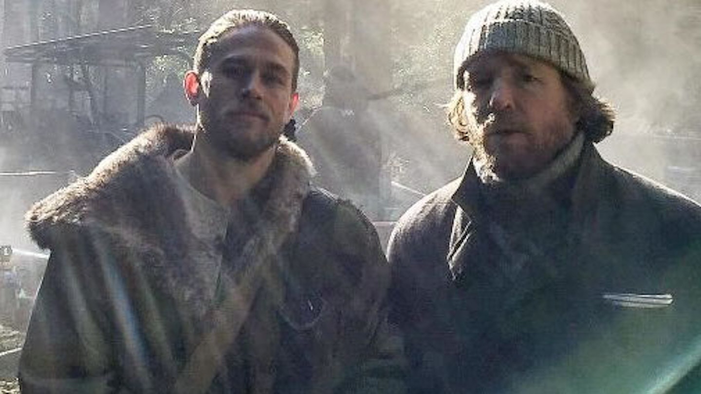 Guy Ritchie and Charlie Hunnam on the set of King Arthur