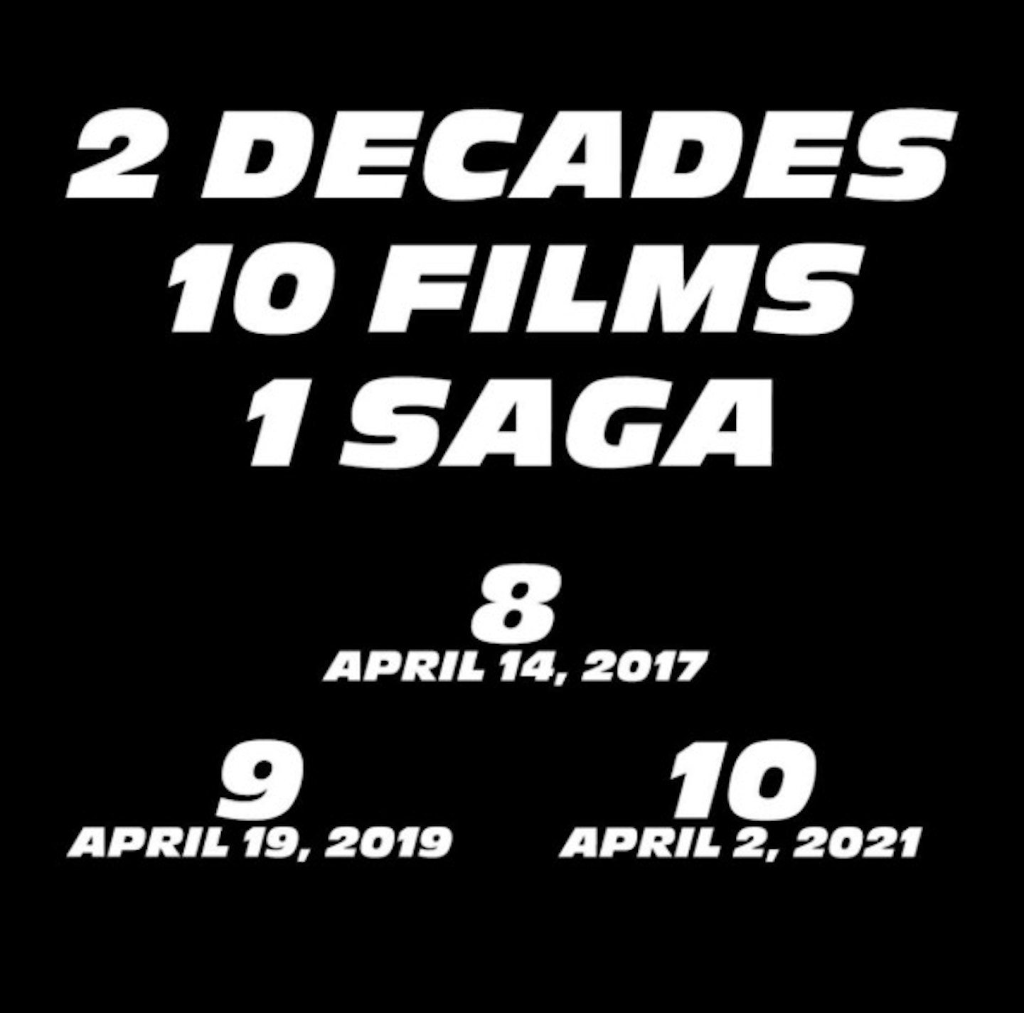 Release dates for Fast & Furious 9 and 10