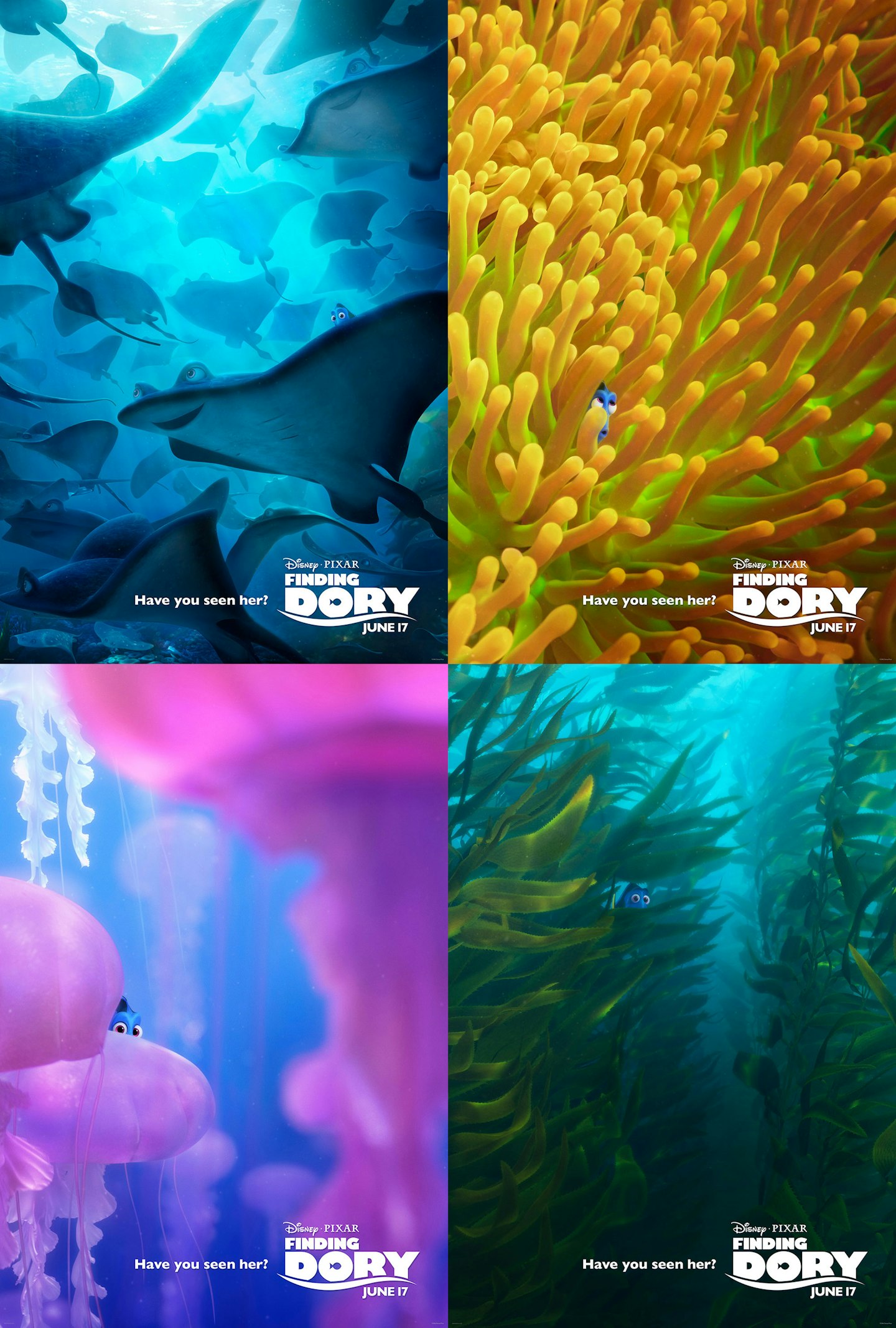 Set of four Finding Dory posters