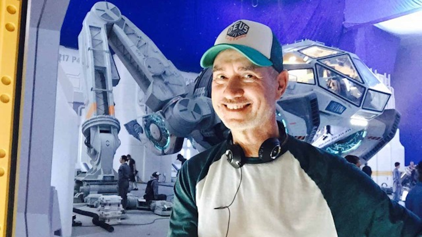 Roland Emmerich on the set of Independence Day Resurgence