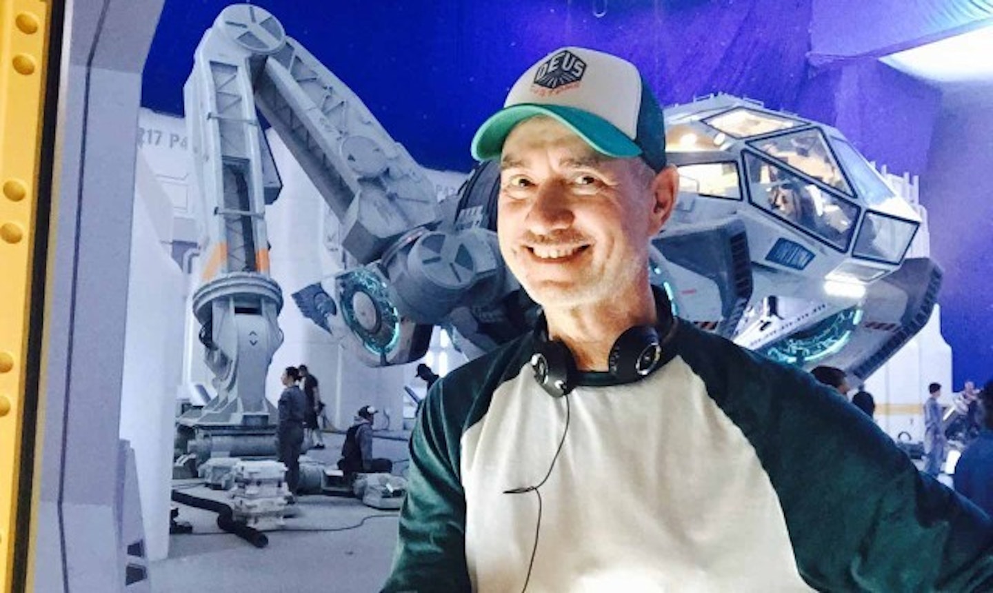 Roland Emmerich on the set of Independence Day Resurgence