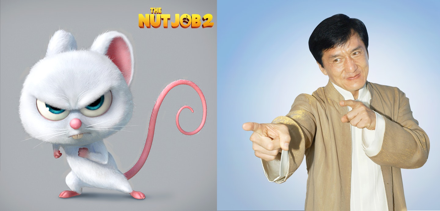 Mr. Feng and voice artist Jackie Chan from The Nut Job 2