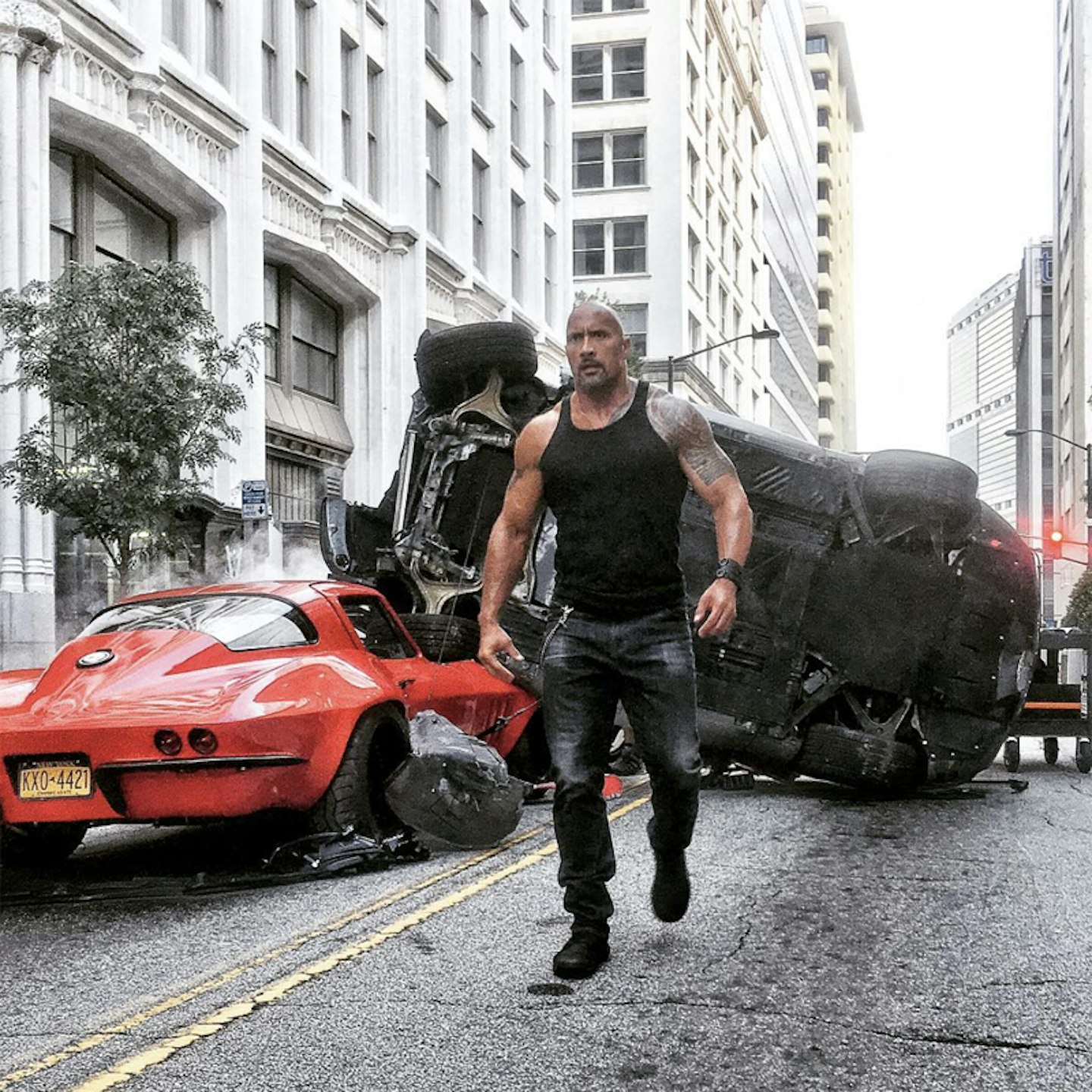 Dwayne Johnson as Hobbs in a new Fast 8 set picture
