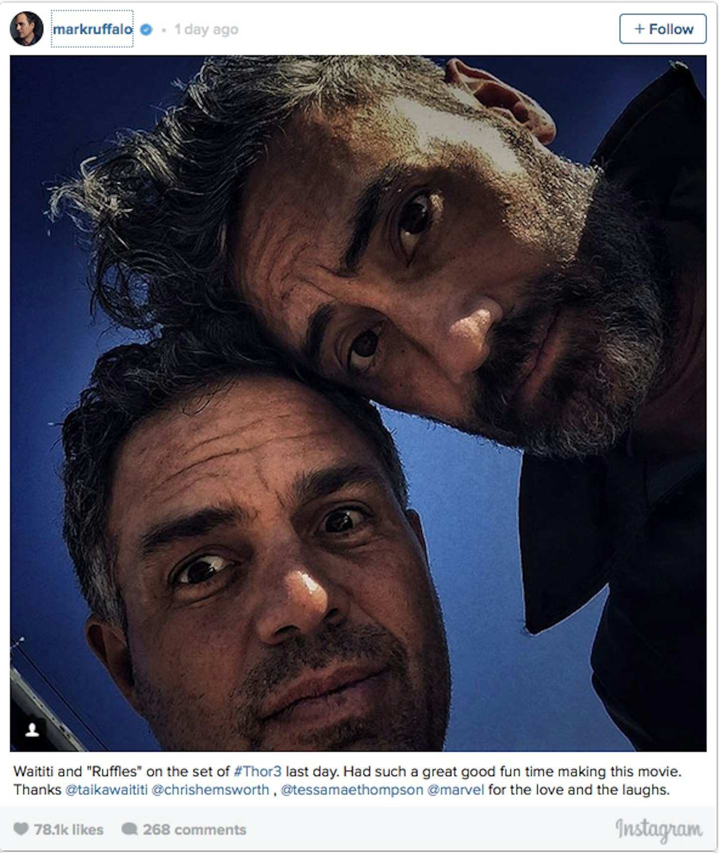 Mark Ruffalo with the Hulk