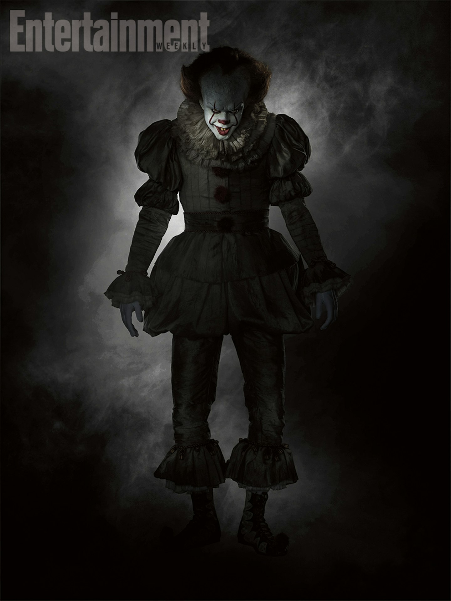 Full length image of Bill Skarsgard as Pennywise in It