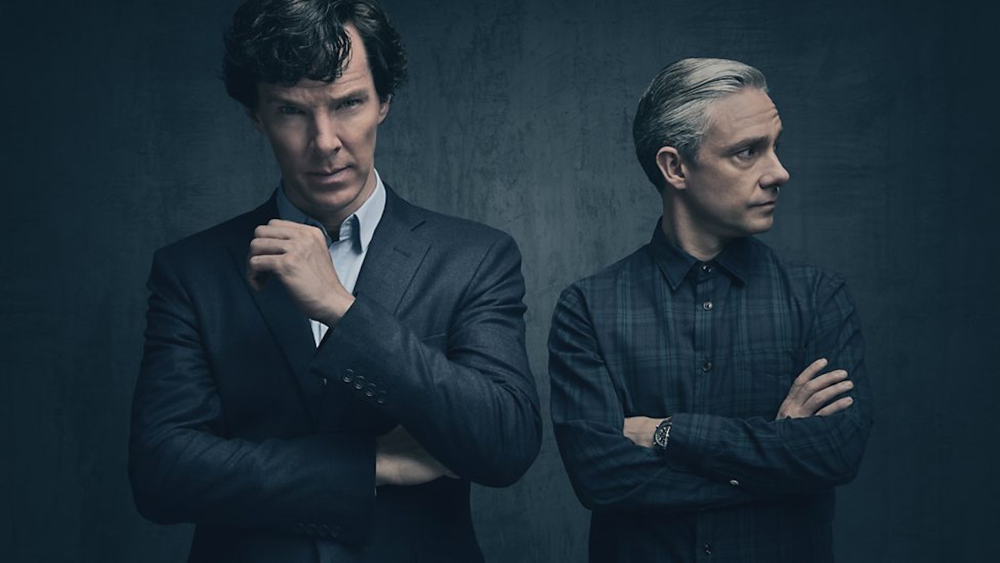 Benedict Cumberbatch and Martin Freeman in an official Sherlock S4 image