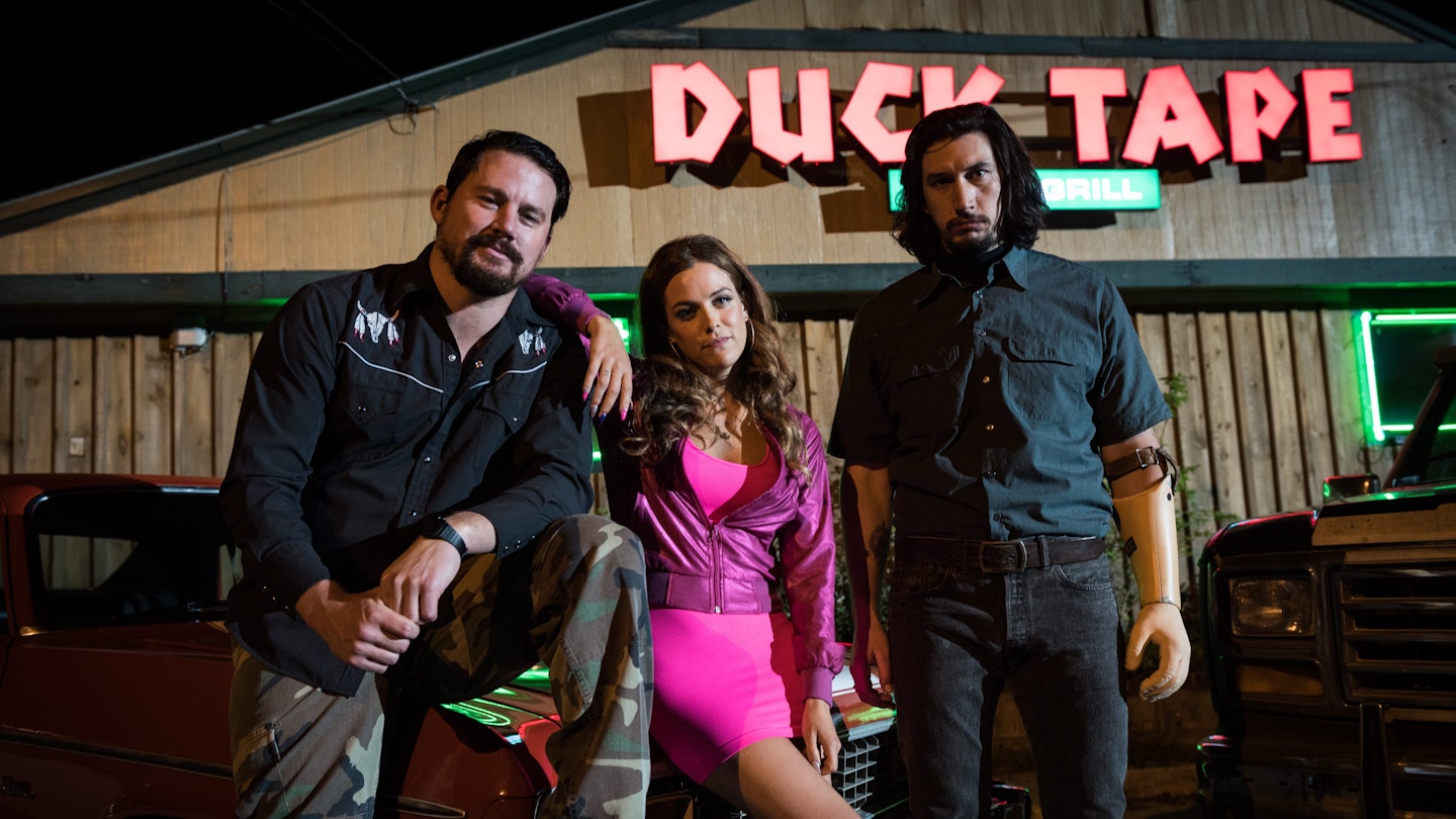 Channing Tatum, Riley Keough and Adam Driver in Logan Lucky