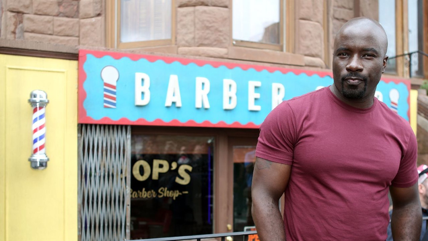 Mike Colter on the Harlem set of Luke Cage