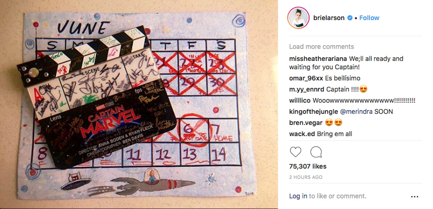 Brie Larson Captain Marvel wrap Instagram